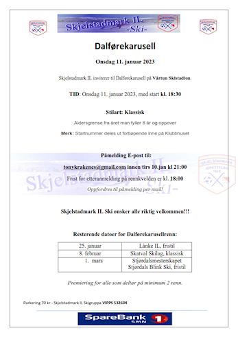 Invitasjon Dalførekarusellrenn 11.januar